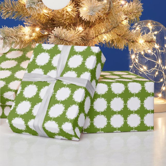 Papel De Presente Verde-Natal e branco (Feriados)