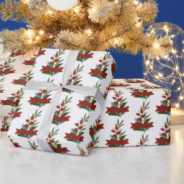 Papel De Presente Verde Natal e Padrão de Arco Vermelho