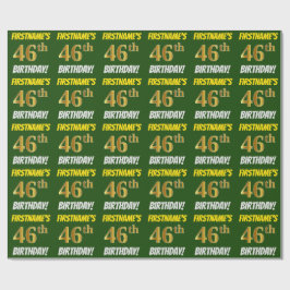 Papel De Presente Verde, Ouro Falso/Imitação, "46º ANIVERSÁRIO"