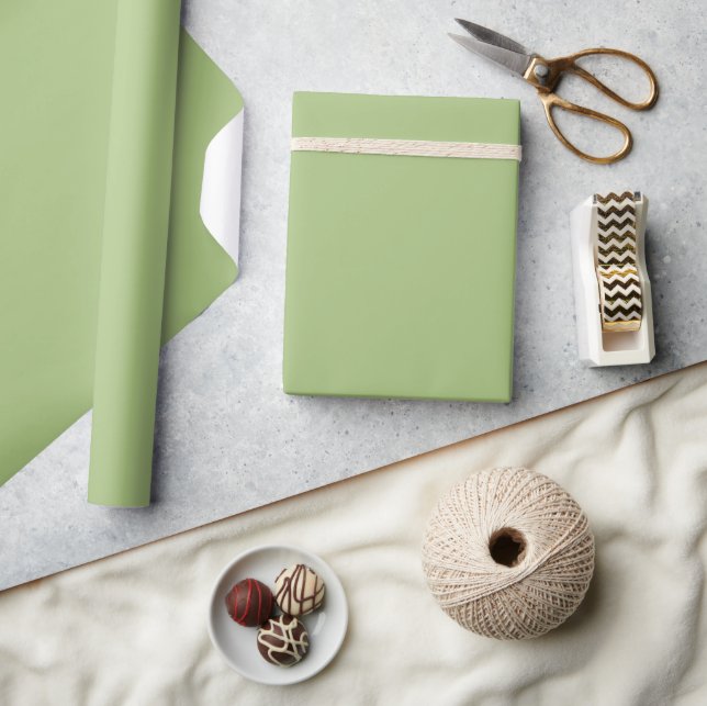 Papel De Presente Verde Pistácio Moderno Cor Sólida Plana (Artesanato)