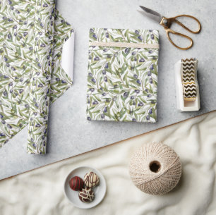 Papel De Presente Verde Salvia Aquarela Francês País Oliva