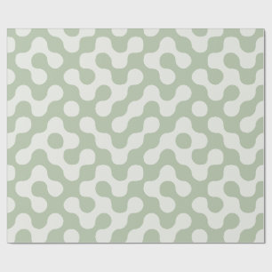 Papel De Presente Verde Salvia Geométrico Orgânico Meados do Século