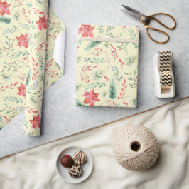 Papel De Presente Verde Verde Verde Cor-de-Água Florestas Vermelhos 