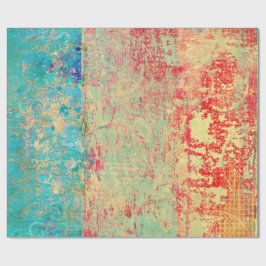 Papel De Presente Verde vermelho de turquesa da pintura da textura