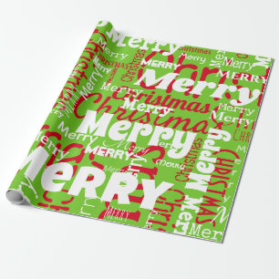 Papel De Presente Verde Vermelho Feliz Natal Repetindo Palavra