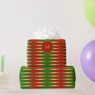Papel De Presente Verde Vermelho Moderno E Dourado Bandido Natal