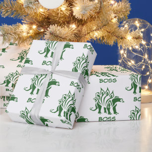 Papel De Presente Verdes Camo Stegossauro Espetou Dinossauro