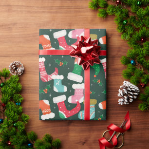 Papel De Presente Verduras de Natal Retro Divertidas Verde