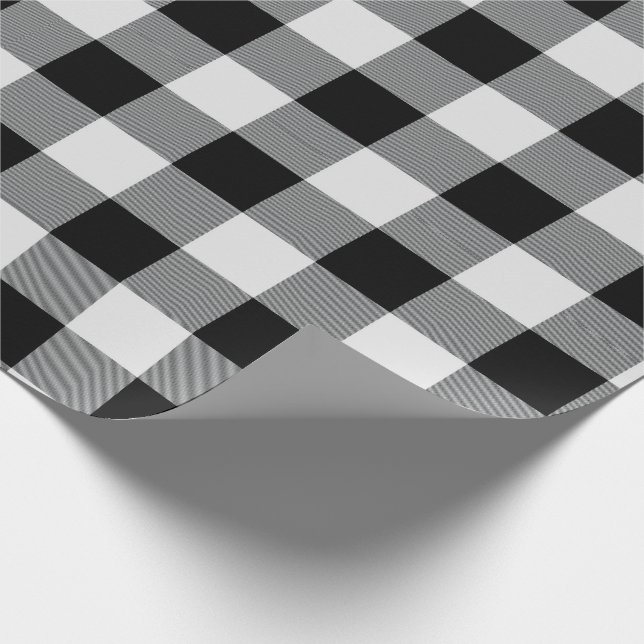 Papel De Presente Verificação branca preta rústica do búfalo (Ponta)