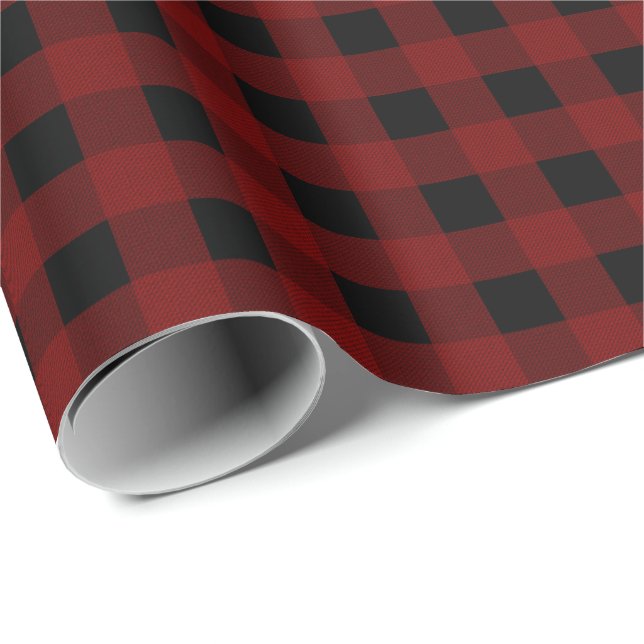 Papel De Presente Verificação de Buffalo Vermelho (Ponta do rolo)
