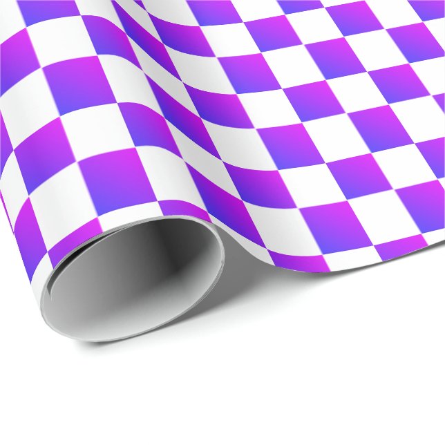 Papel De Presente Verificação de púrpura e branca (Ponta do rolo)