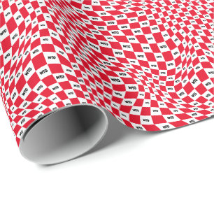Papel De Presente Verificação de vermelho e branco com iniciais pret