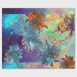 PAPEL DE PRESENTE VERMELHA AZUL POINSETTIAS, BORRACHA EM ESPUMA DOUR