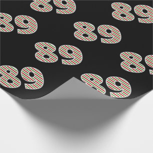 Papel De Presente Vermelho, Branco, "89" Verde, 89.º Evento no Dia 