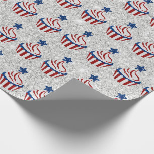 Papel De Presente Vermelho, Branco, Azul, 4 de julho Cupcake Brilhan