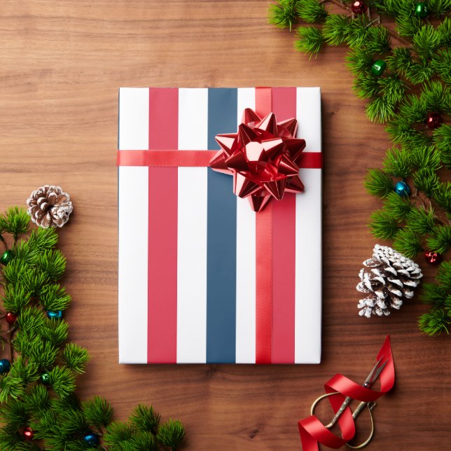 Papel De Presente Vermelho Branco e Azul Strike (Presente de Natal)