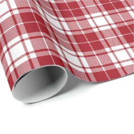 Papel De Presente Vermelho Branco Natal Ano Novo Xadrez Escocês Retr