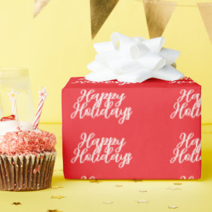 Papel De Presente Vermelho Brilhante Simples Elegante Férias Felizes