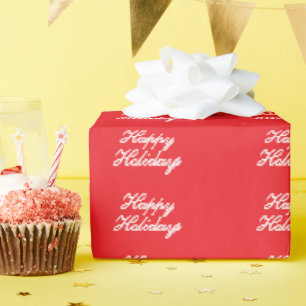 Papel De Presente Vermelho Brilhante Simples Elegante Férias Felizes