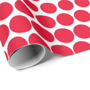 Papel De Presente Vermelho Cádmio Bolinha Branco Moderno