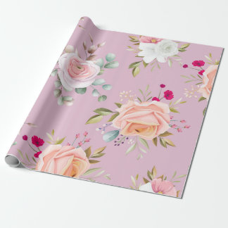 Papel De Presente vermelho chic moderno, floral rosa