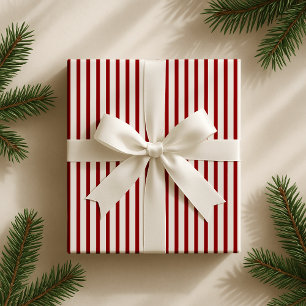 Papel De Presente Vermelho clássico de Natal/Esbranquiçado listrado