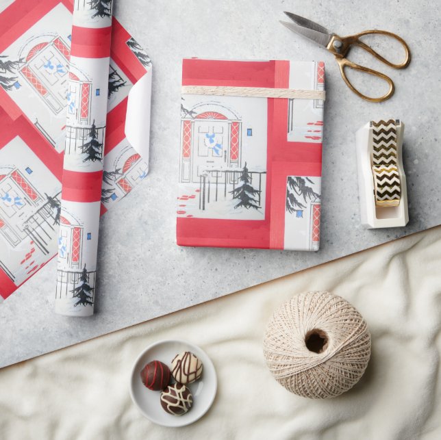 Papel De Presente Vermelho de Passagem Feriada (Artesanato)