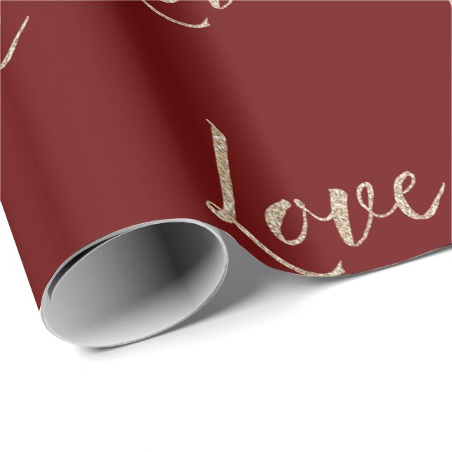 Papel De Presente Vermelho Dourado Luxe Glitter Love (Ponta do rolo)