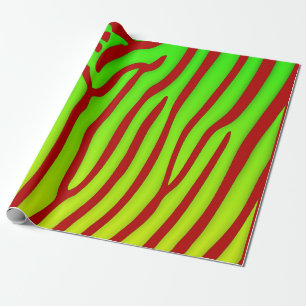 Papel De Presente Vermelho e impressão animal das listras da zebra