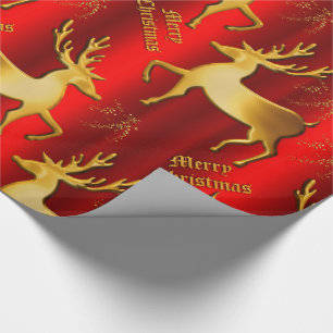 Papel De Presente Vermelho e Ouro - Natal