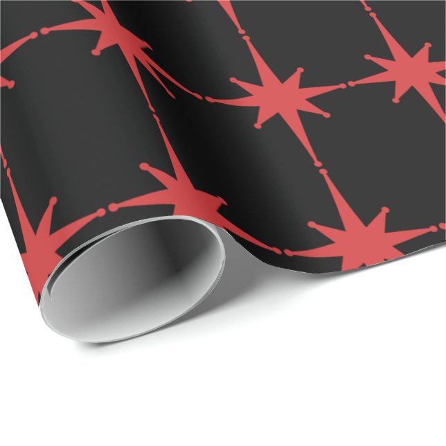 Papel De Presente Vermelho e Preto Moderno do Século Médio (Ponta do rolo)