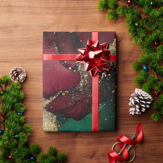 Papel De Presente Vermelho e Verde (Presente de Natal)