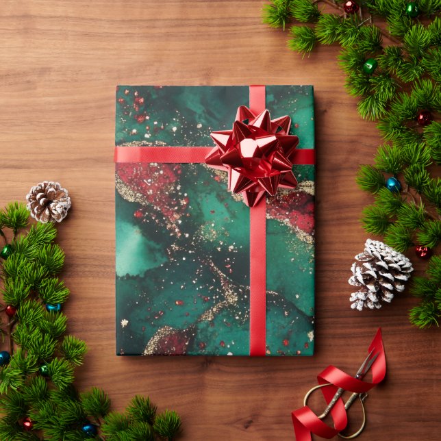 Papel De Presente Vermelho e Verde (Presente de Natal)