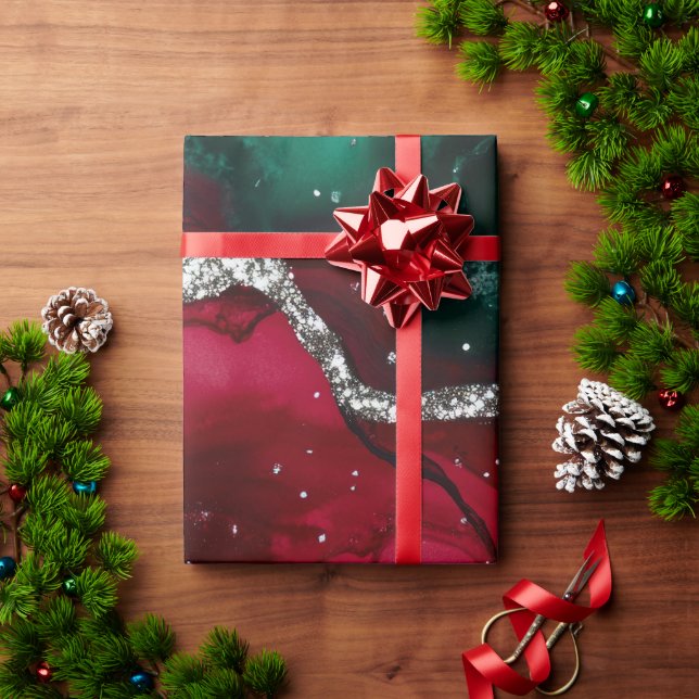 Papel De Presente Vermelho e Verde (Presente de Natal)