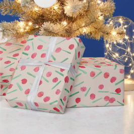 Papel De Presente Vermelho e Verde Boho Chic de Bengala Moderna