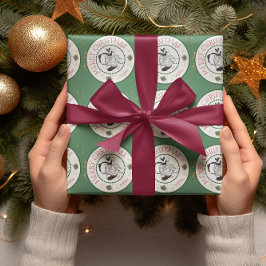 Papel De Presente Vermelho e Verde de Papai Noel Natal Personalizado