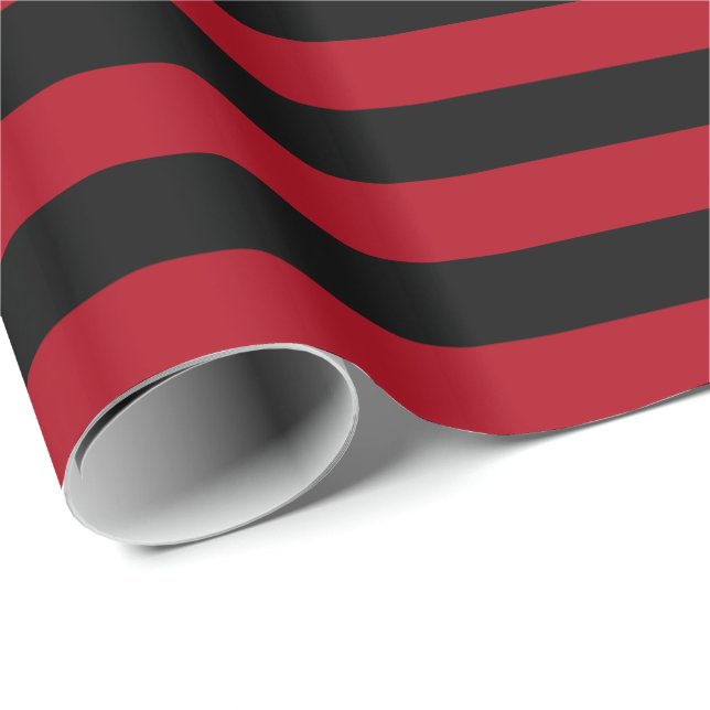 Papel De Presente Vermelho Escuro/Faixa Preta (Ponta do rolo)