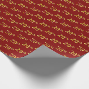 Papel De Presente Vermelho, evento do ouro do falso 20o (vigésimo)