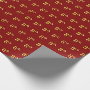 Papel De Presente Vermelho, evento do ouro do falso 8o (oitavo)