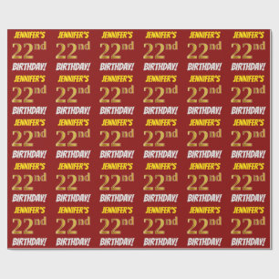 Papel De Presente Vermelho, falso/ouro de imitação, "2ò ANIVERSÁ