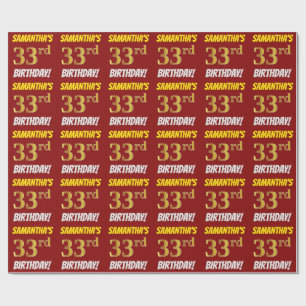 Papel De Presente Vermelho, falso/ouro de imitação, "3ó ANIVERSÁ