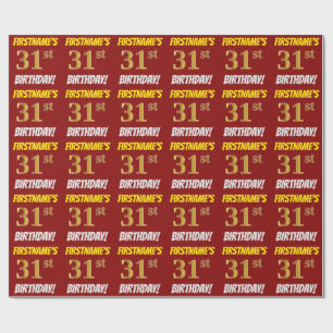 Papel De Presente Vermelho, falso/ouro de imitação, "3ø ANIVERSÁ