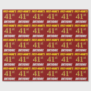 Papel De Presente Vermelho, falso/ouro de imitação, "41st