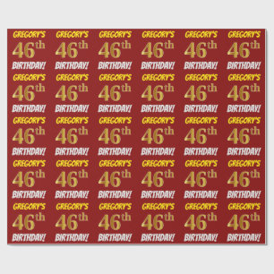 Papel De Presente Vermelho, falso/ouro de imitação, "46th