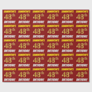 Papel De Presente Vermelho, falso/ouro de imitação, "48th