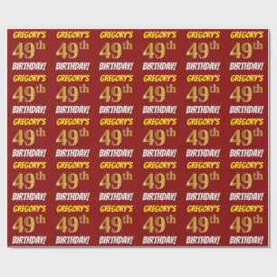 Papel De Presente Vermelho, falso/ouro de imitação, "49th