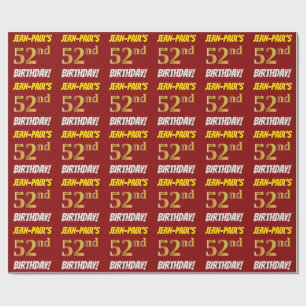 Papel De Presente Vermelho, falso/ouro de imitação, "52nd
