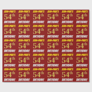 Papel De Presente Vermelho, falso/ouro de imitação, "54th