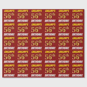 Papel De Presente Vermelho, falso/ouro de imitação, "56th