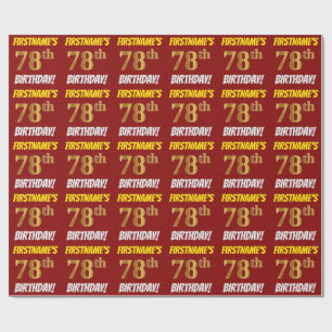Papel De Presente Vermelho, falso/ouro de imitação, "78th